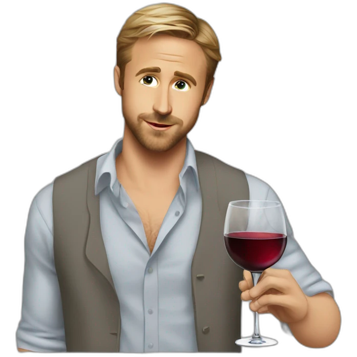 Ryan Gosling drinking wine emoji
