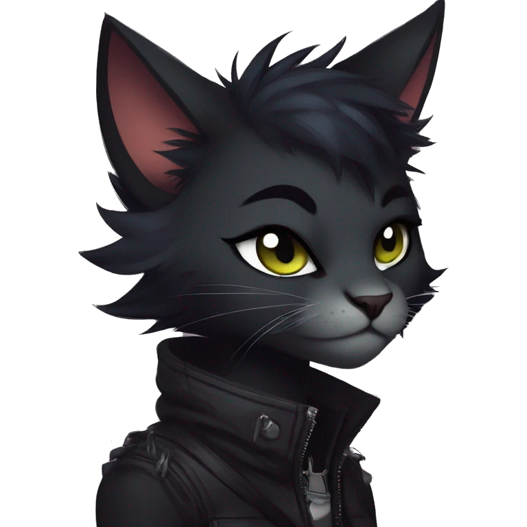 Edgy sharp anthro punk tomboy black cat animal furry by Falvie, LiLaiRa, griffsnuff, AngieWolf emoji