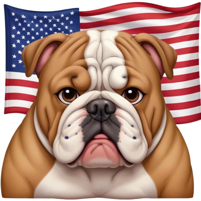 Bulldog crying with USA flag  emoji