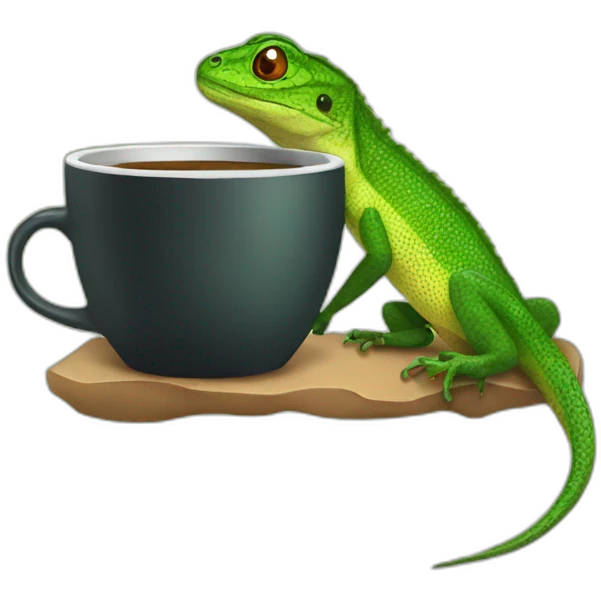 lezard drinking a cup of coffee emoji