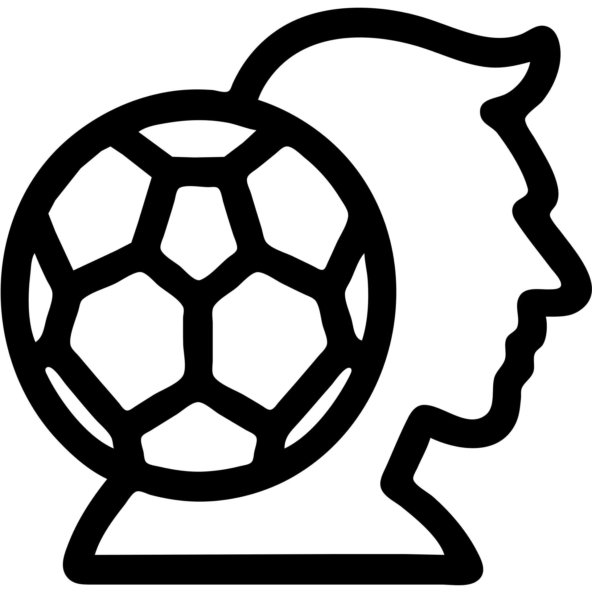 Abstract icon combining a soccer ball and Messi's silhouette, inspired by Airbnb category icons, thick lines, bold and simple, no text emoji