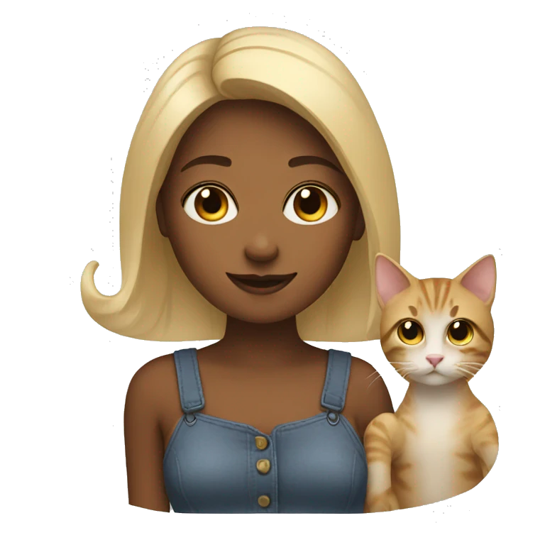 One girl and two cats emoji
