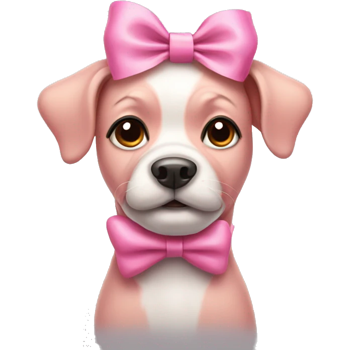 Pink dog with cute bow on head emoji