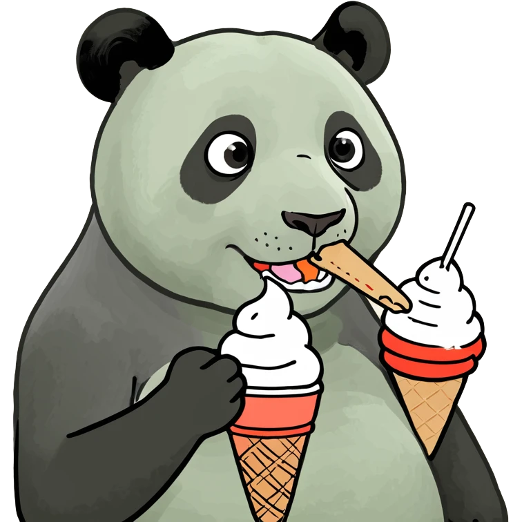 Panda eating ice cream emoji