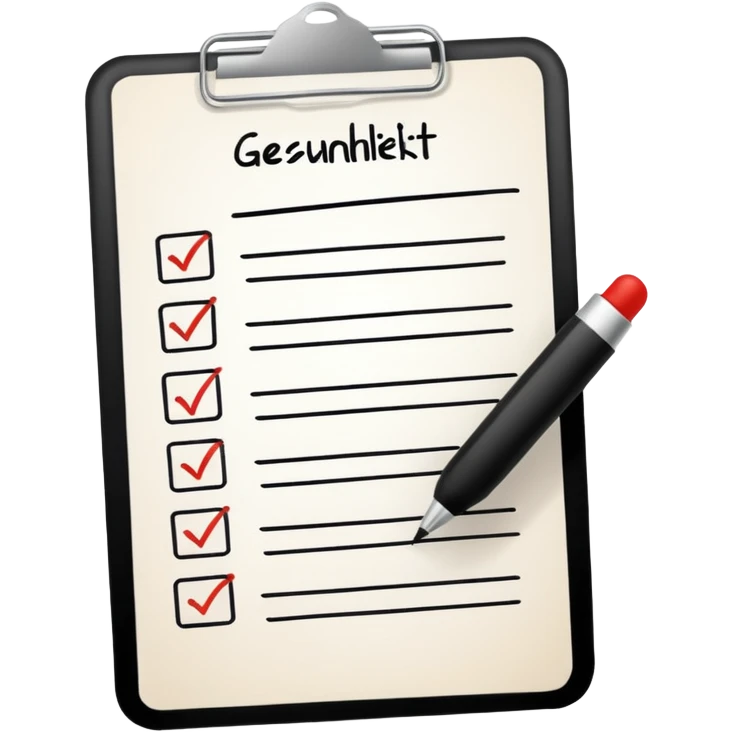 Checklist with the work "Gesundheit" on the top emoji