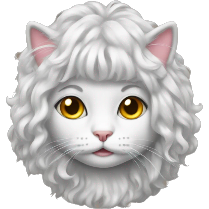 Kitty wearing a wig emoji