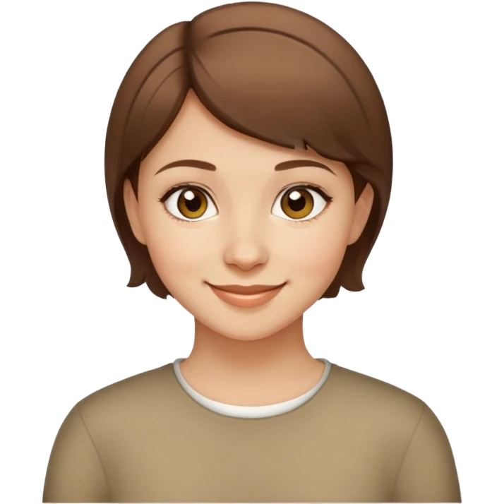 Chechen girl with short brown hair, smiling emoji