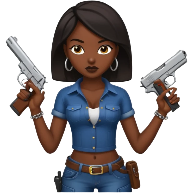 A sexy black female gang member with a gun emoji