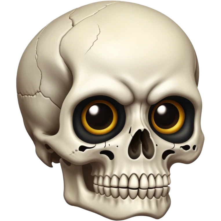 Cinematic 32k HD, Extremely detailed image of a terrifyingly creepy skull, each lash, eye, and feather is shown in stunning detail as though captured in a timeless photograph, rich textures, visually rich, so lifelike that it feels like it could leap off the page at any moment emoji