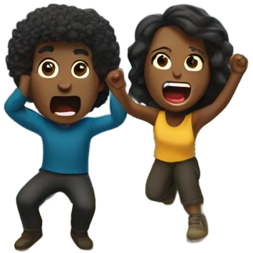 White man and black woman yelling from a mountain top emoji