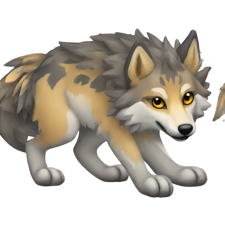 Colorful Coywolf With Shiny Tribal Markings Full Body emoji