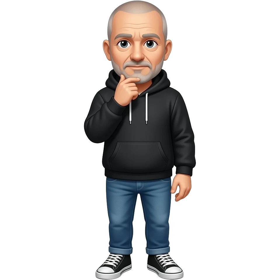 ery entellectual man, 65 years old, street wear stubble, shaved short with clippers emoji