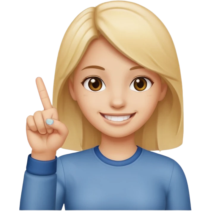 Girl holding up the middle finger smiling emoji