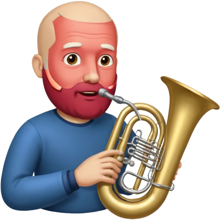 große Tuba, von glatzköpfigen graubärtigem Mann gespielt emoji