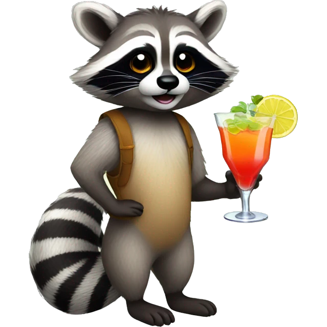 Racoon with cocktail emoji