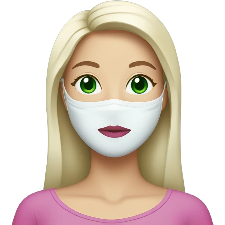 Lady with face mask spa beauty full face relaxing green eyes pink lips emoji
