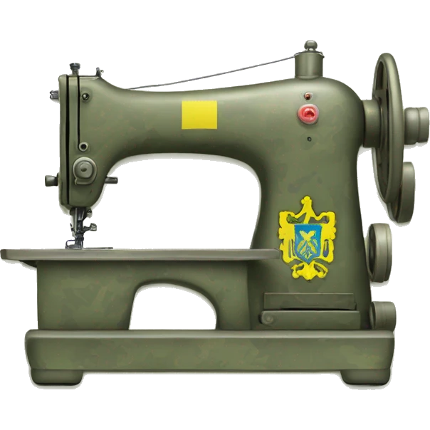 sewing machine in multicam colors with a coat of arms of ukraine emoji