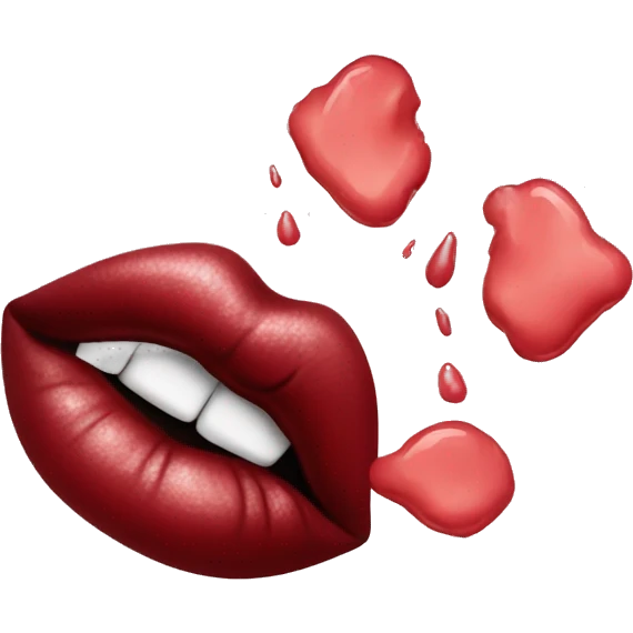 Blowing kisses with lipstick stain lip imprint  emoji