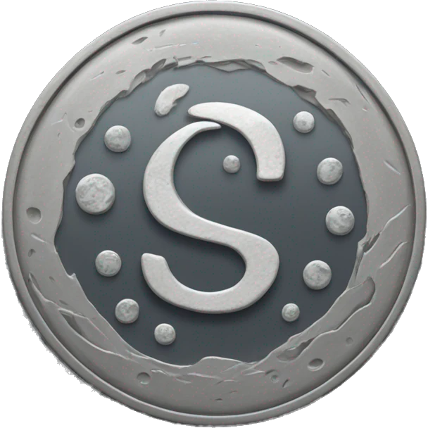 Gray coin with an S in the center and around the phases of the moon emoji