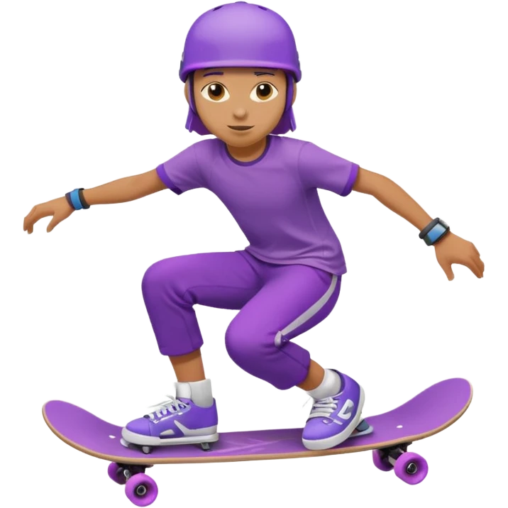 skater with skateboard and purple helmet emoji