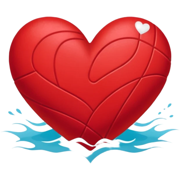 Natación  y voley en un corazón de color  emoji