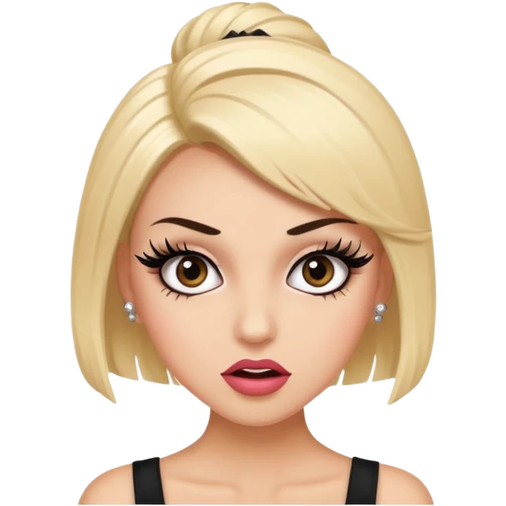 Girl with fake eyelashes and fake nails with feisty pose and sassy expression emoji