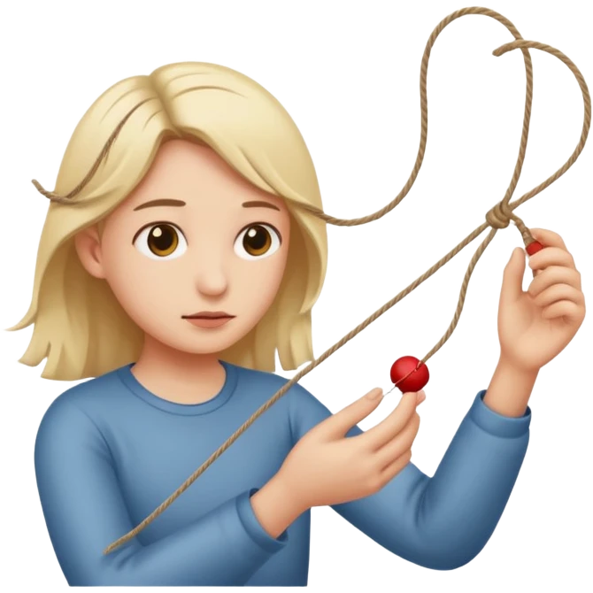 Character pulling a thread from reality, unraveling the scene emoji