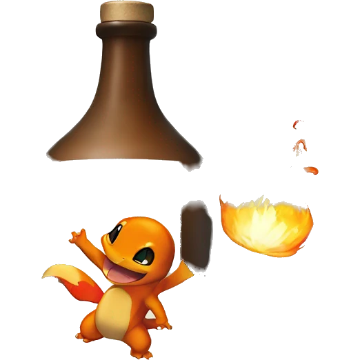 Charmander driking japanese sake emoji