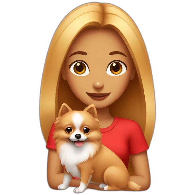 girl with red pomeranian emoji