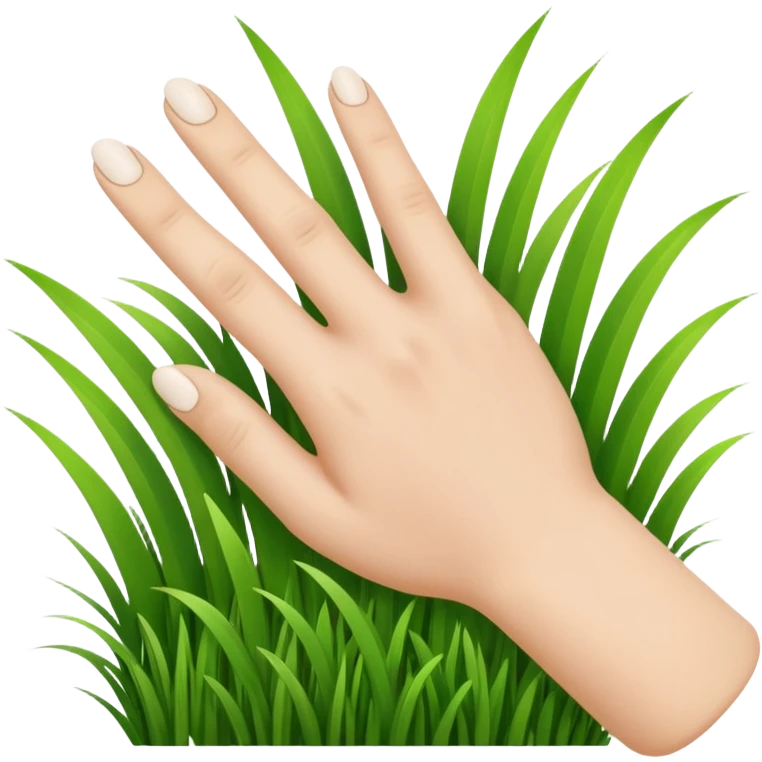 a white hand touching blades of green grass emoji