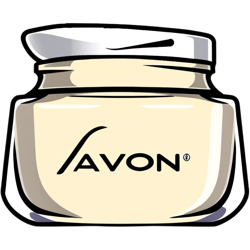 face cream jar with AVON logo emoji