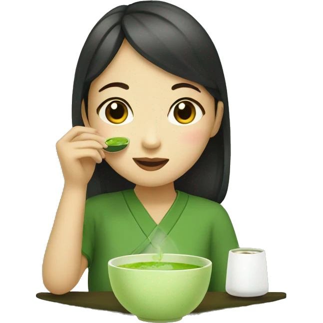 asian girl drinking matcha emoji