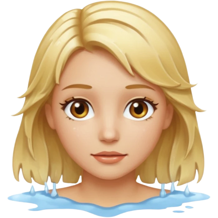 Chica saliendo de la ducha pelo rubi y ojos café, color de piel claro emoji