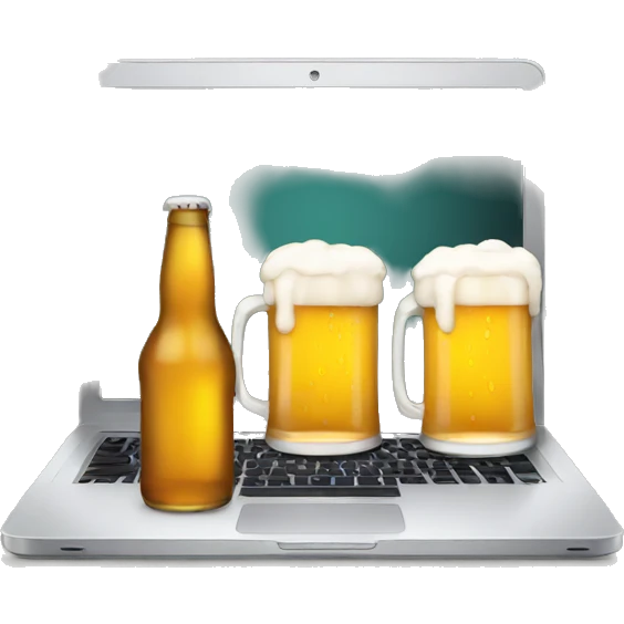 laptop with beer emoji