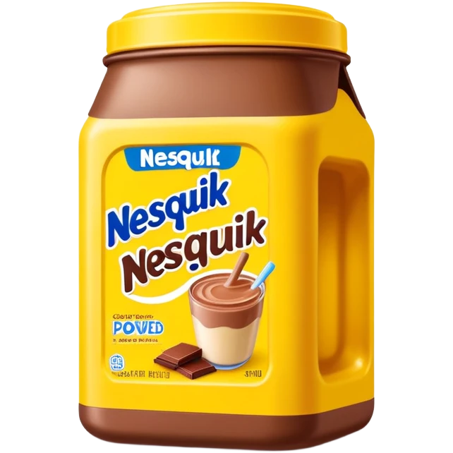 Nesquik chocolate milk powder in its iconic yellow container emoji