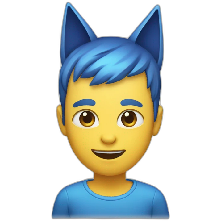 Human with cat ear eat blue banana emoji