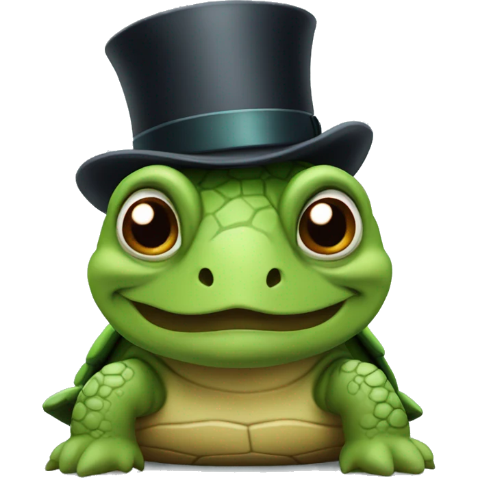 grumpy turtle with top hat emoji