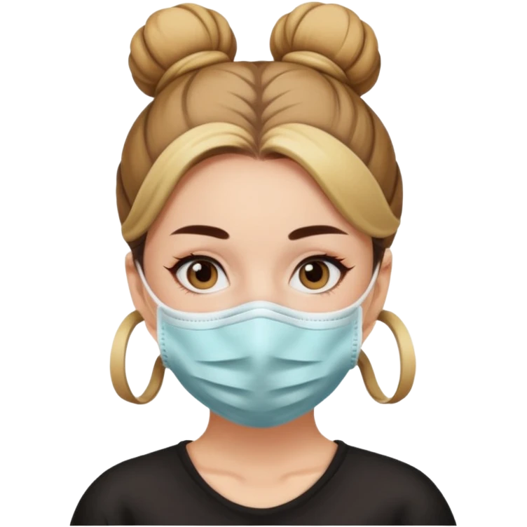 bun haired woman with covid mask emoji