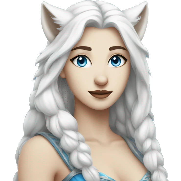 female white wolf blue eyes goddess emoji