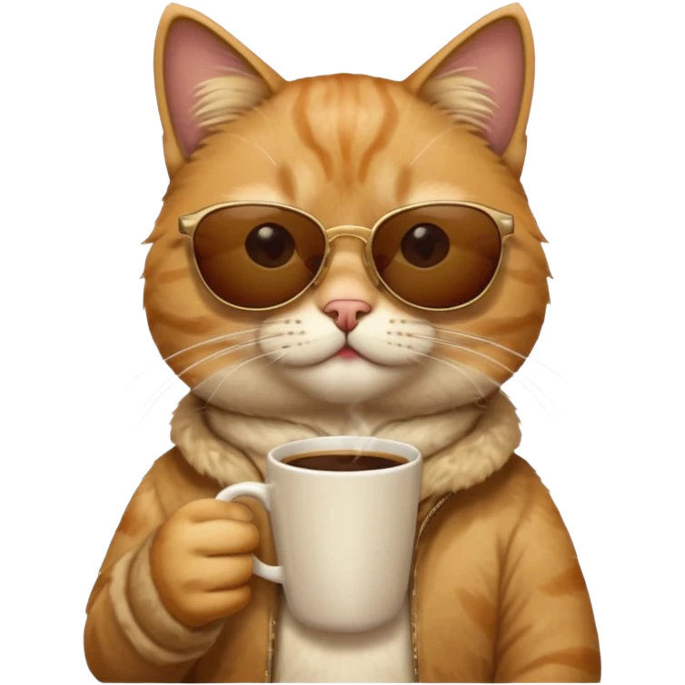sunglasses cat drink coffee emoji