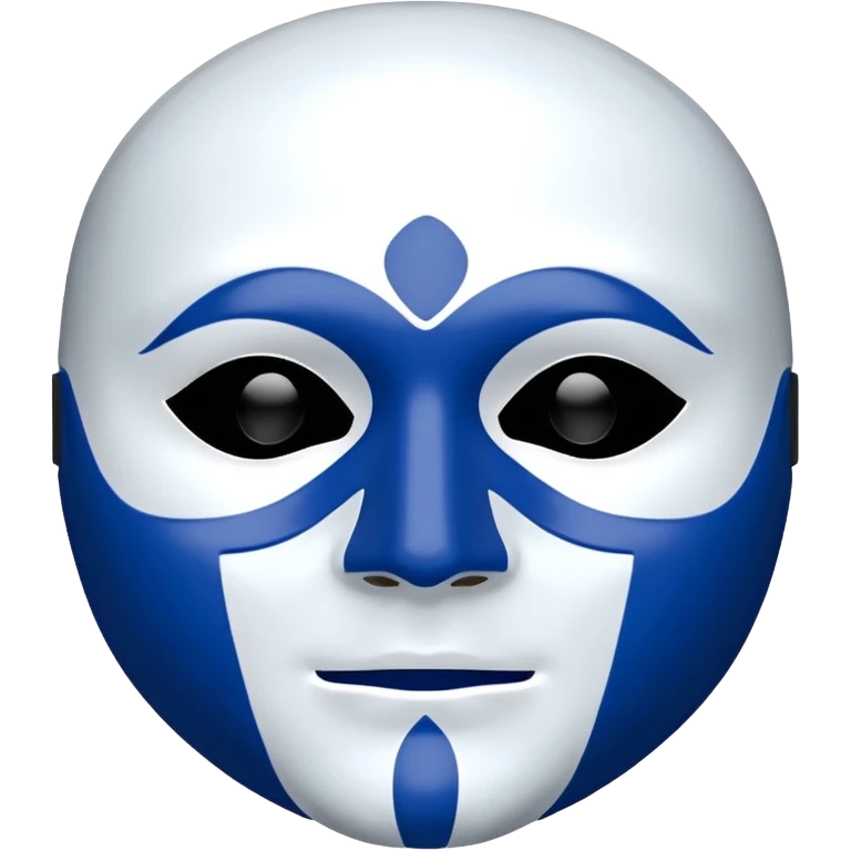 full face mask blue and white on two side one side blue other side white 50/50 sides emoji