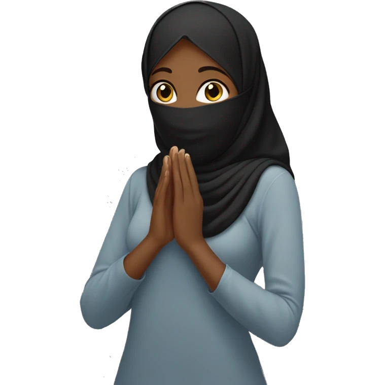 Black Hijabi girl with covering her face with her hand emoji