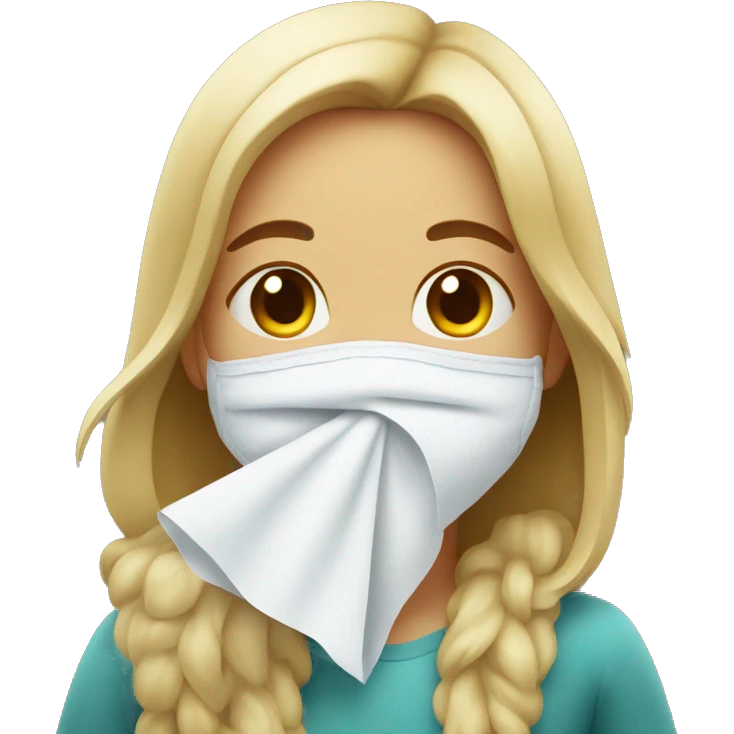 smiling girl indoors with tissue emoji