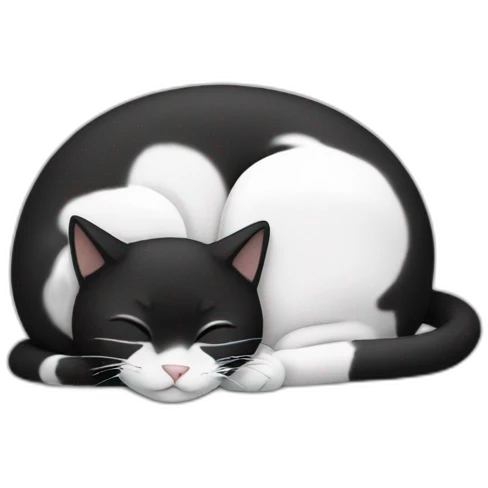 Cat black and white sleeping emoji