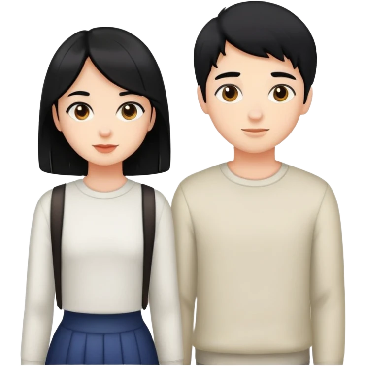 Two best friends one boy with black hair, one girl with black hair   emoji