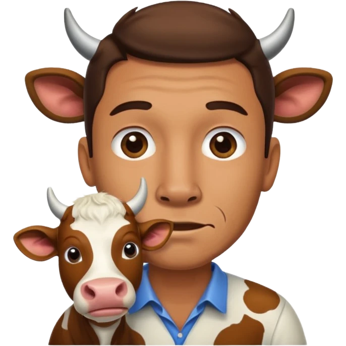 A man with s cow in his face emoji
