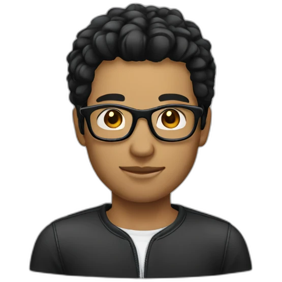 male designer black hair glasses emoji