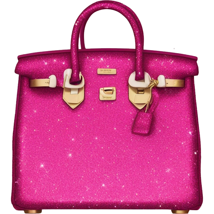 Hot pink glitter sparkle birkin bag emoji