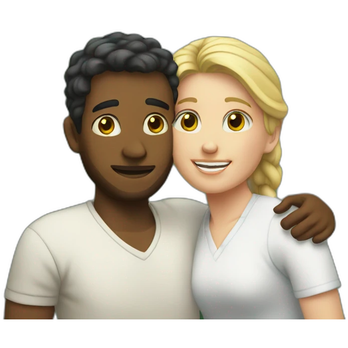 White Couple hugging each other emoji