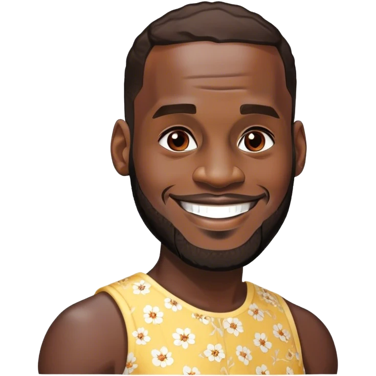 Lebron James smiling in a dress emoji